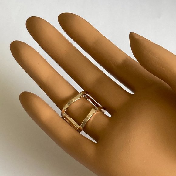 Rose Gold Cubic Zirconia Cocktail Ring Boho Art Deco Size 7 Plated Statement - Picture 5 of 11